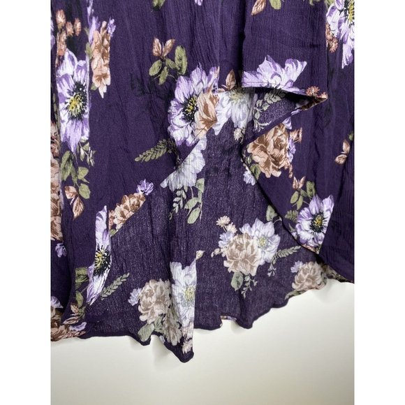 Torrid Tunic Size 00 10/M/L Women's Dark Purple Floral Gauze Babydoll Tunic - Picture 4 of 7